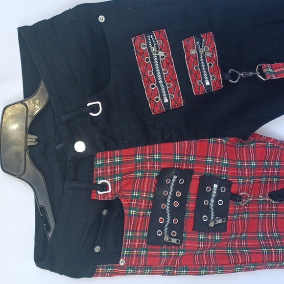 Enrica Men's Straight Slim two tone black & plaid Jeans, 30 x 28 ankle - Picture 2 of 6